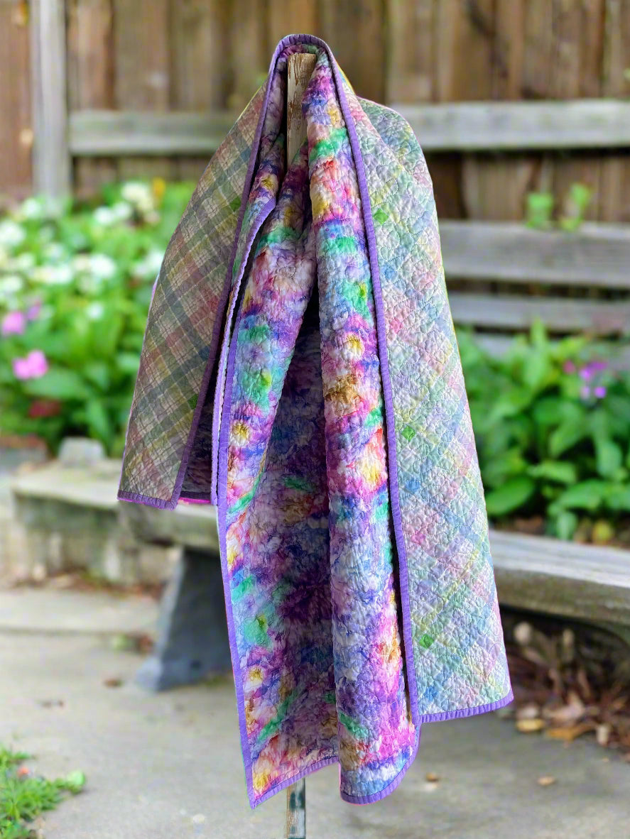 Grandma's Tie Dye with Plaid Quilt - Bold Border Quilts and More