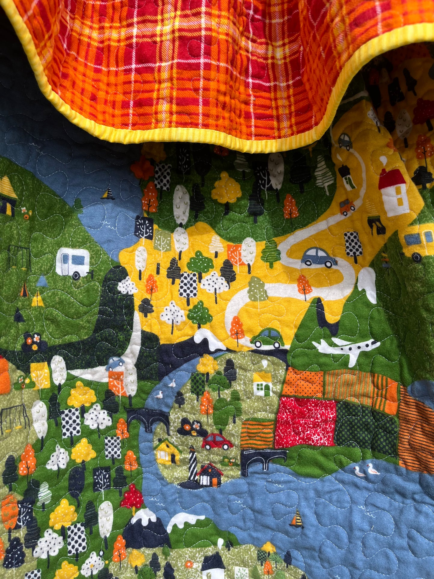 Its My World- Bright Town and Country Quilt - Bold Border Quilts and More