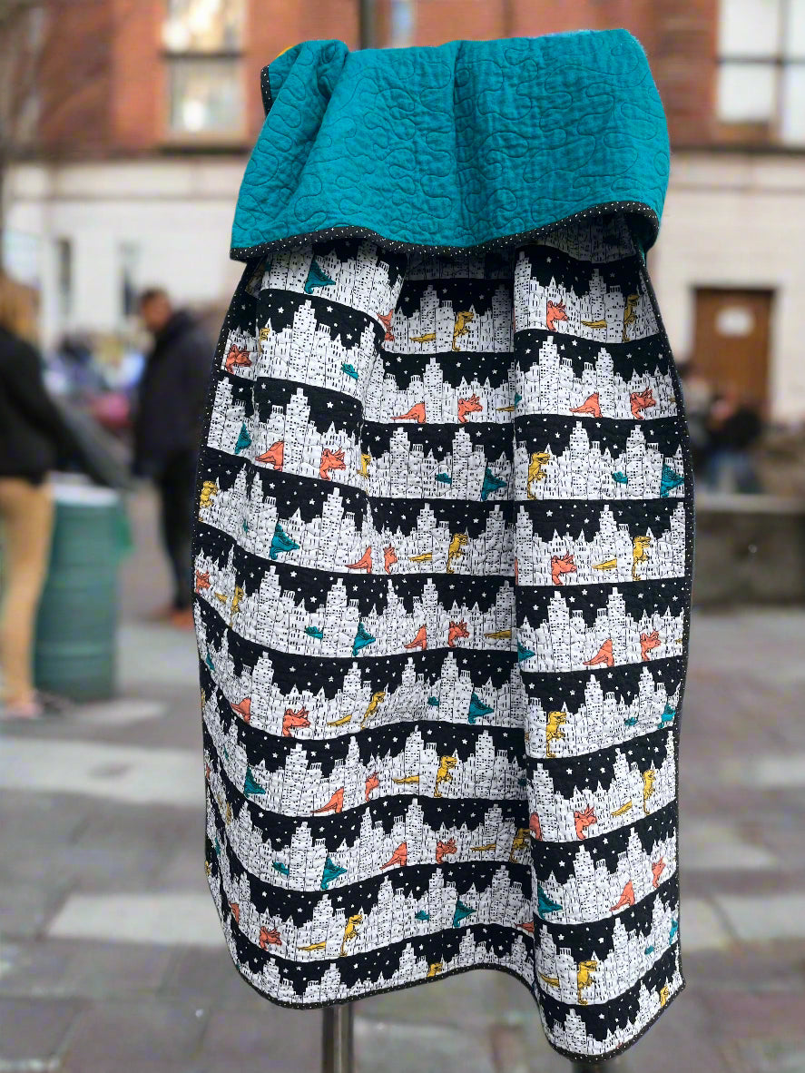 Dinosaurs In The City Quilt - Bold Border Quilts and More