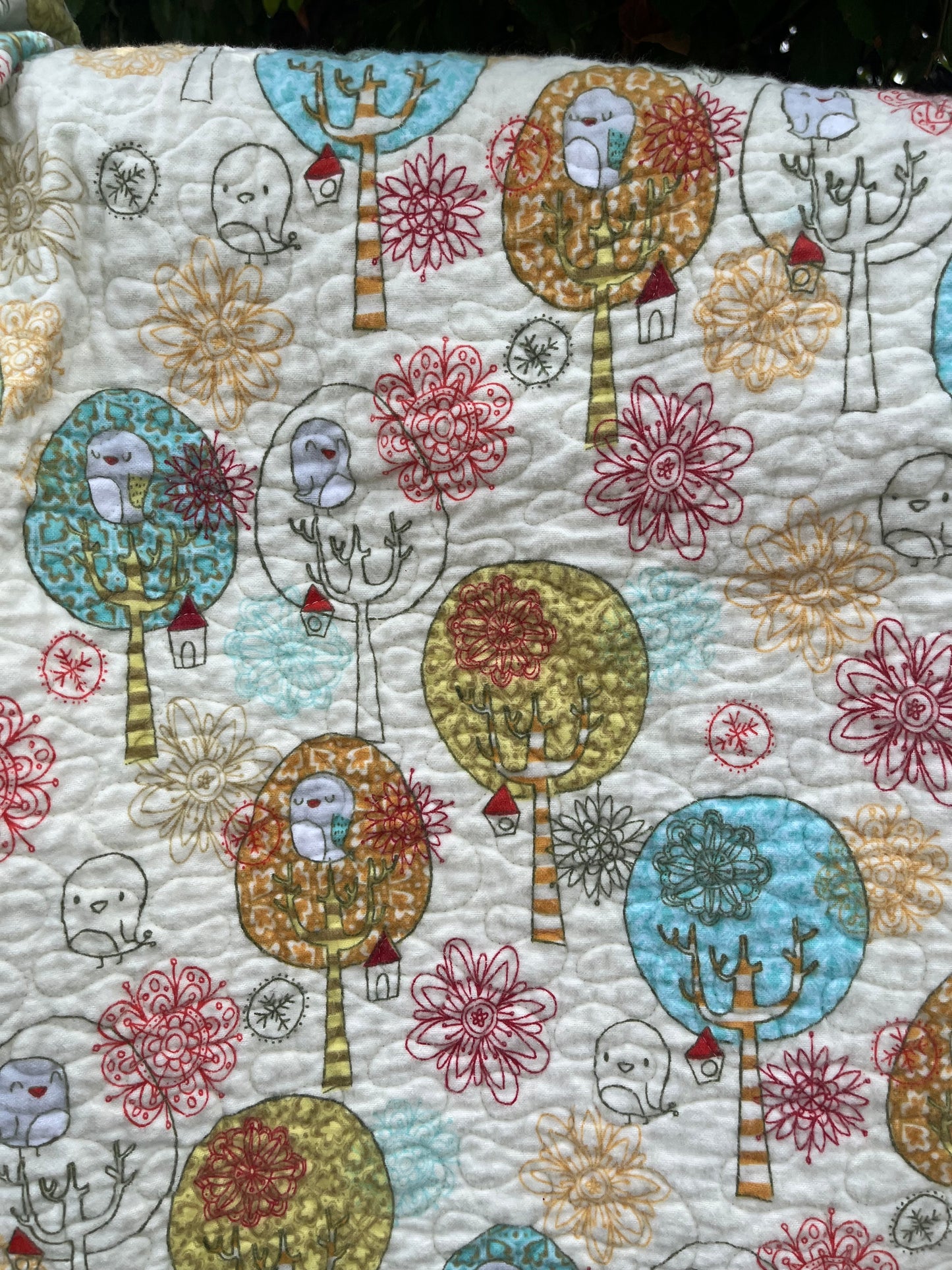 Happy Birds, Trees and Flowers Quilt - Bold Border Quilts and More