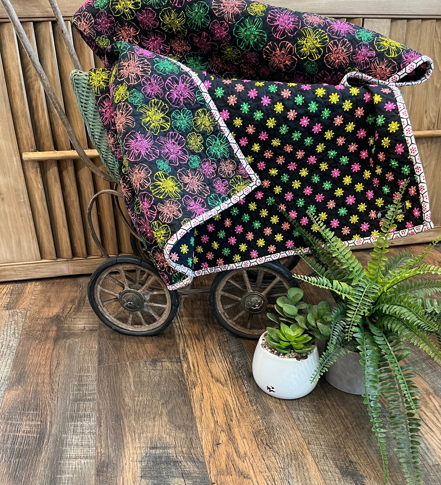Neon Flower Quilt - Bold Border Quilts and More