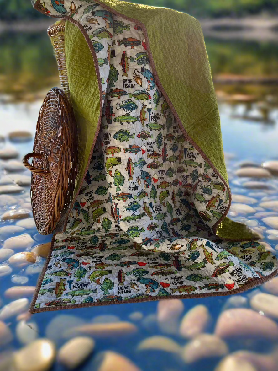 Wishin' I Was Fishing Quilt - Bold Border Quilts and More
