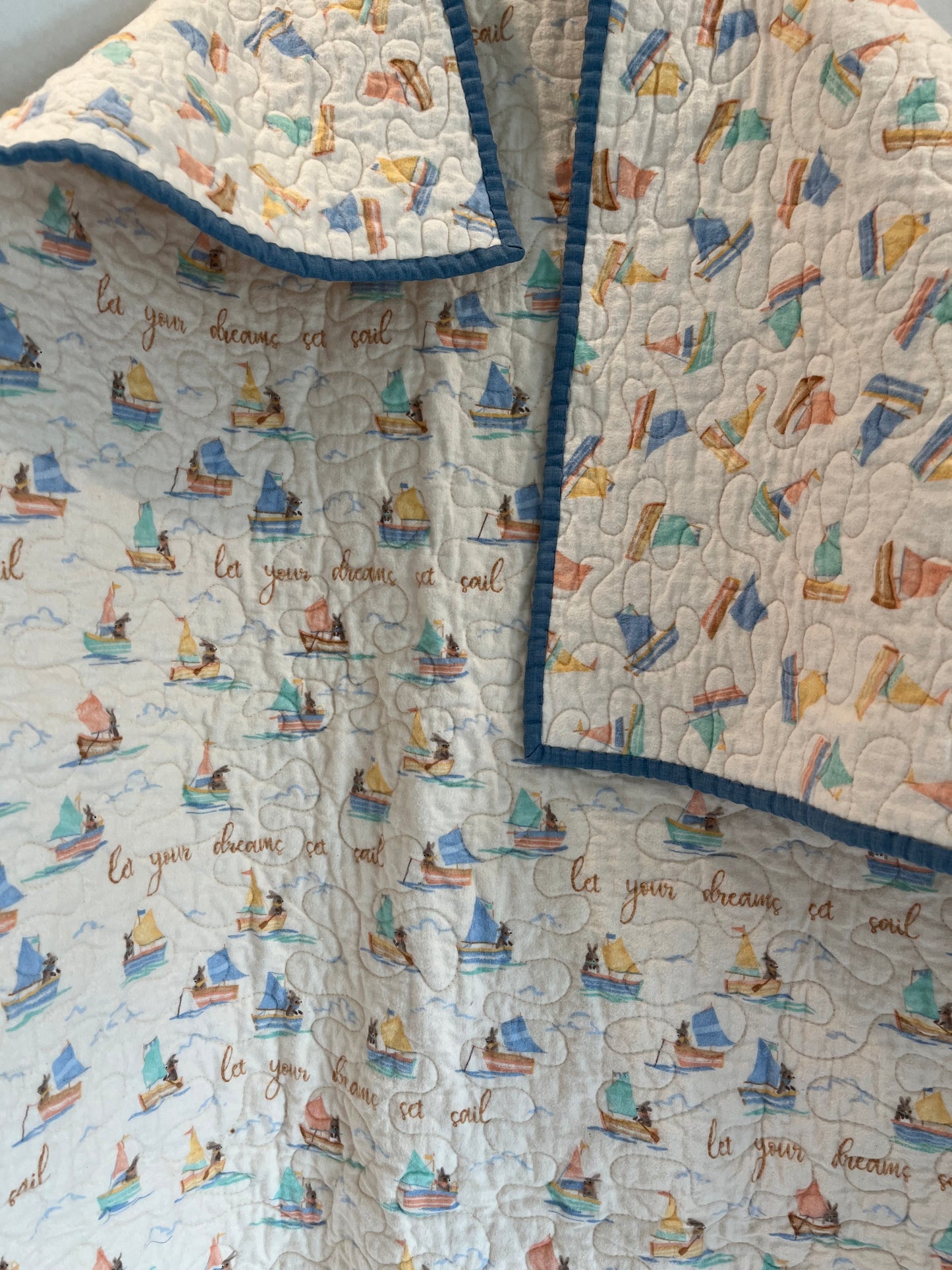 Sail Away Little Bunny Baby Quilt - Bold Border Quilts and More