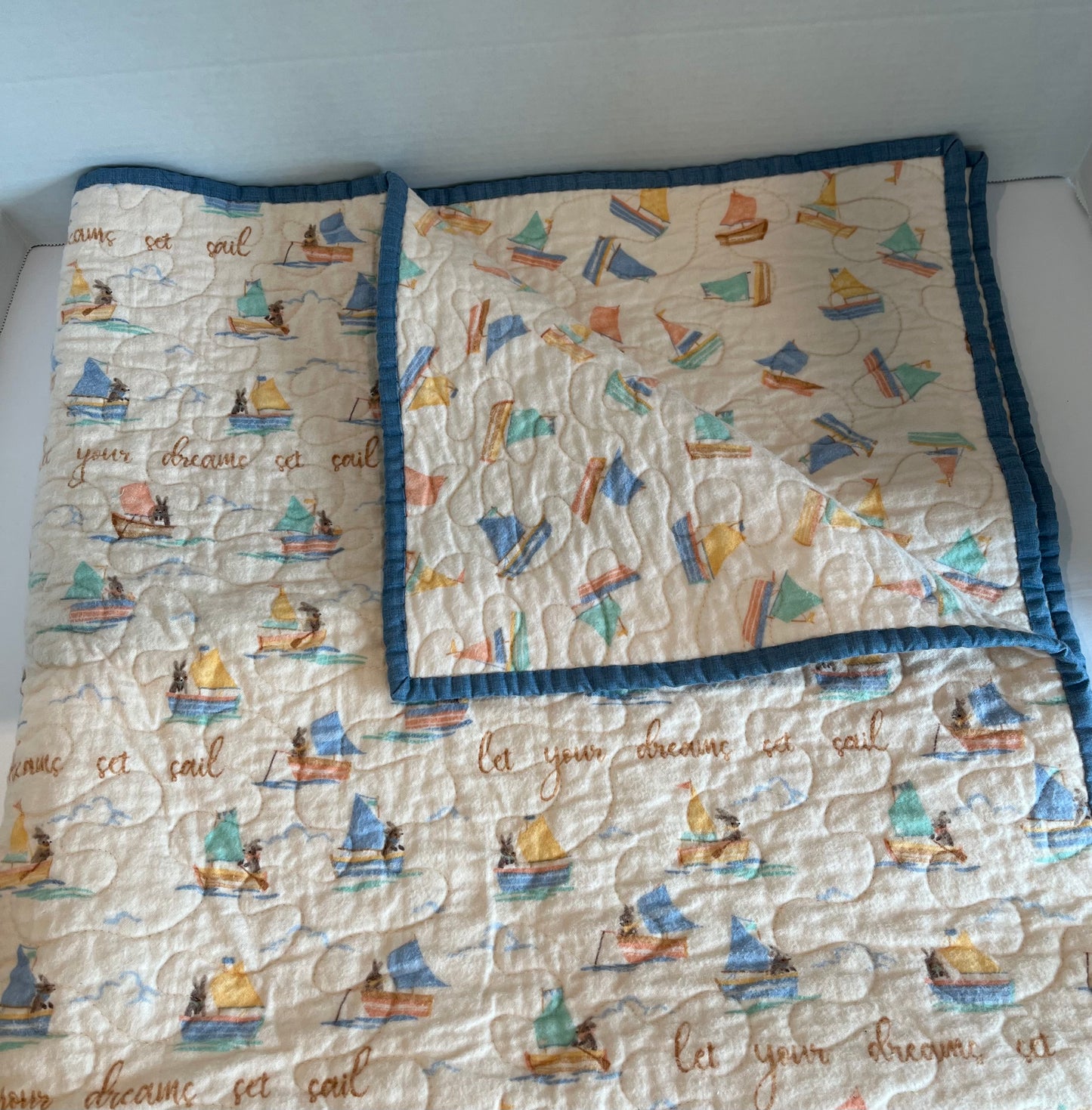 Sail Away Little Bunny Baby Quilt - Bold Border Quilts and More