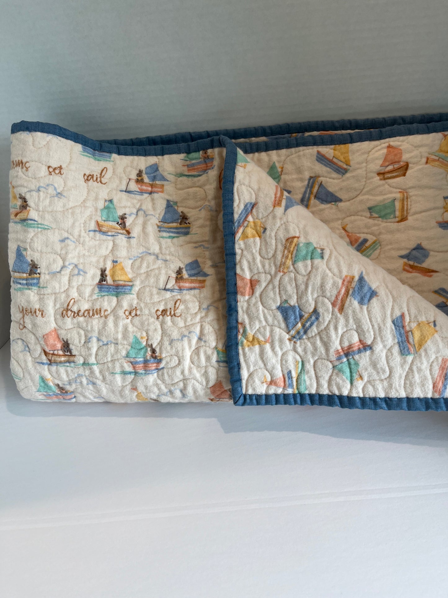 Sail Away Little Bunny Baby Quilt - Bold Border Quilts and More