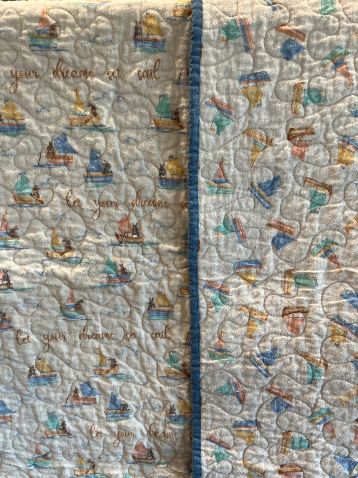 Sail Away Little Bunny Baby Quilt - Bold Border Quilts and More