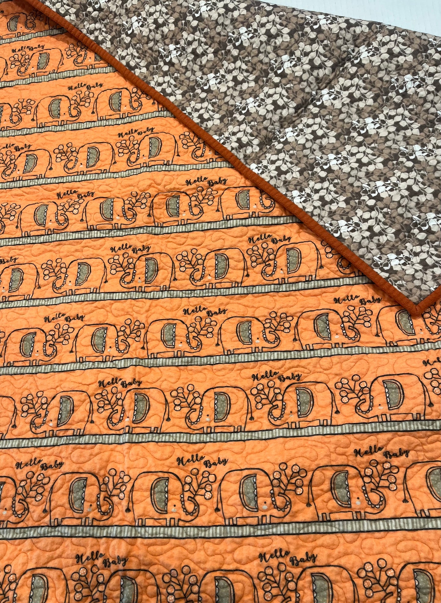 Hello Baby Elephant Baby Quilt - Bold Border Quilts and More