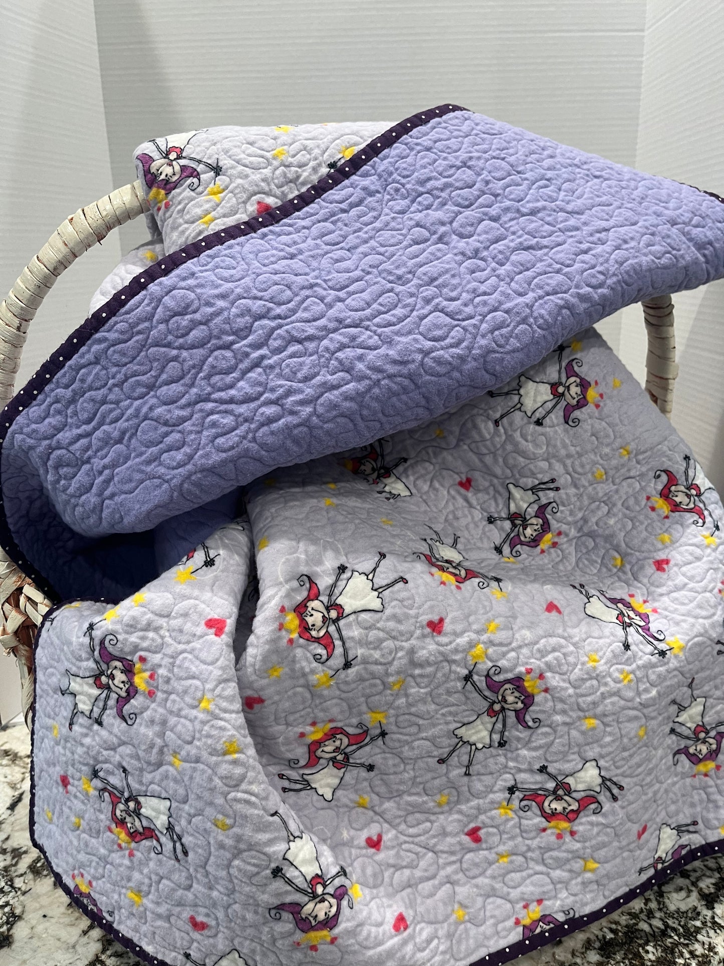 Sweet Fairy Girl Baby Quilt in Lavender - Bold Border Quilts and More