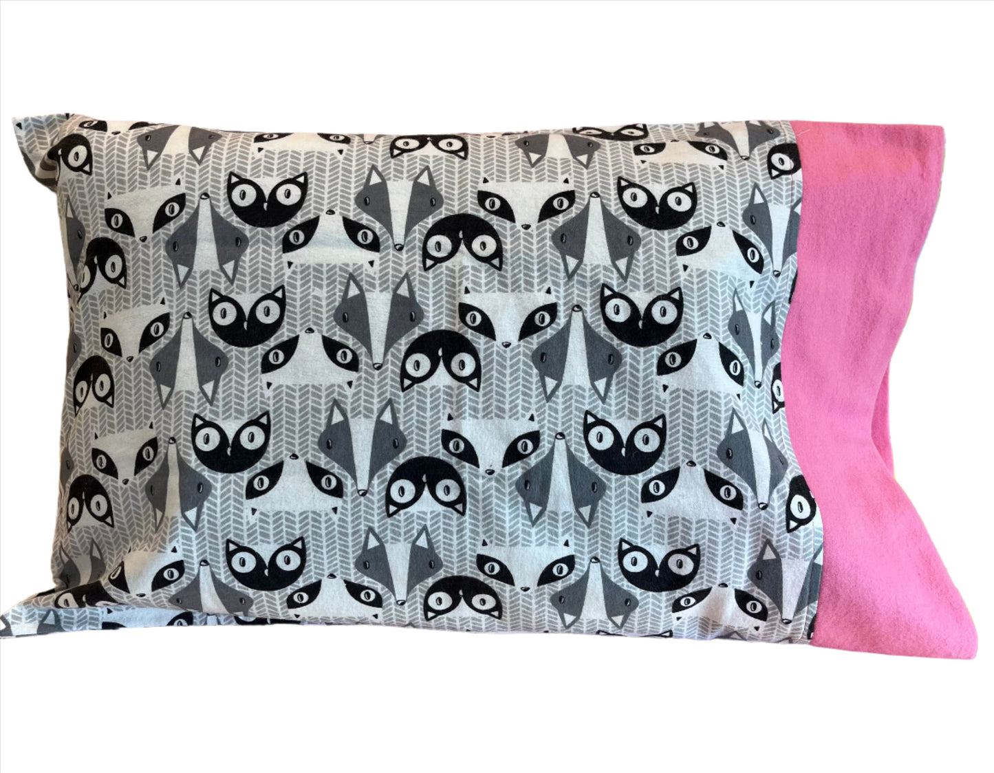 Black and White Fox Custom Handmade Kids Pillowcase - Bold Border Quilts and More