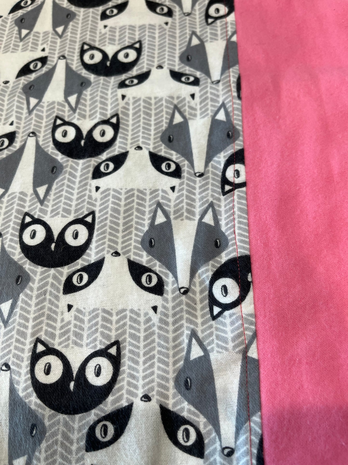 Black and White Fox Custom Handmade Kids Pillowcase - Bold Border Quilts and More