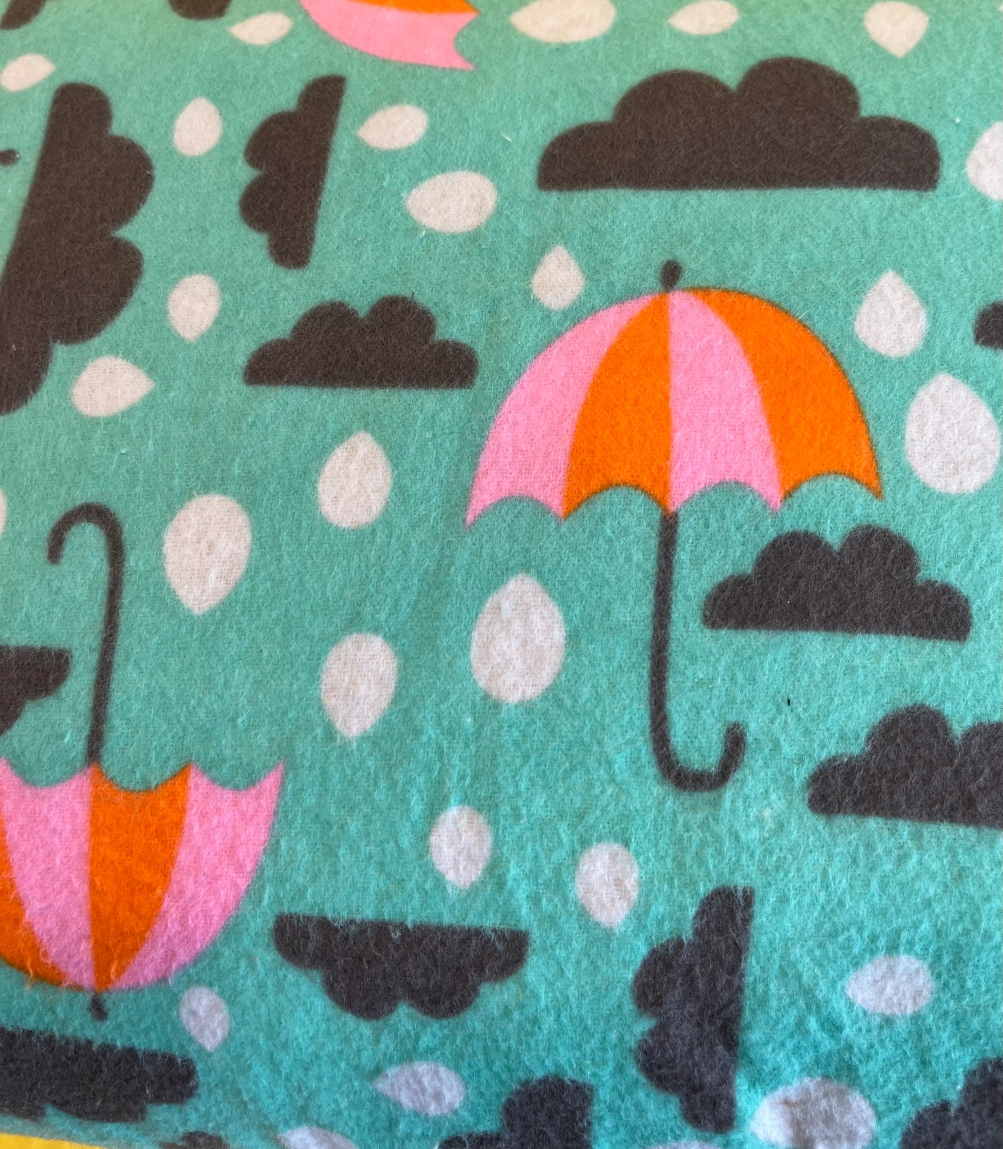 Umbrella and Clouds Custom Handmade Kids Pillowcase - Bold Border Quilts and More