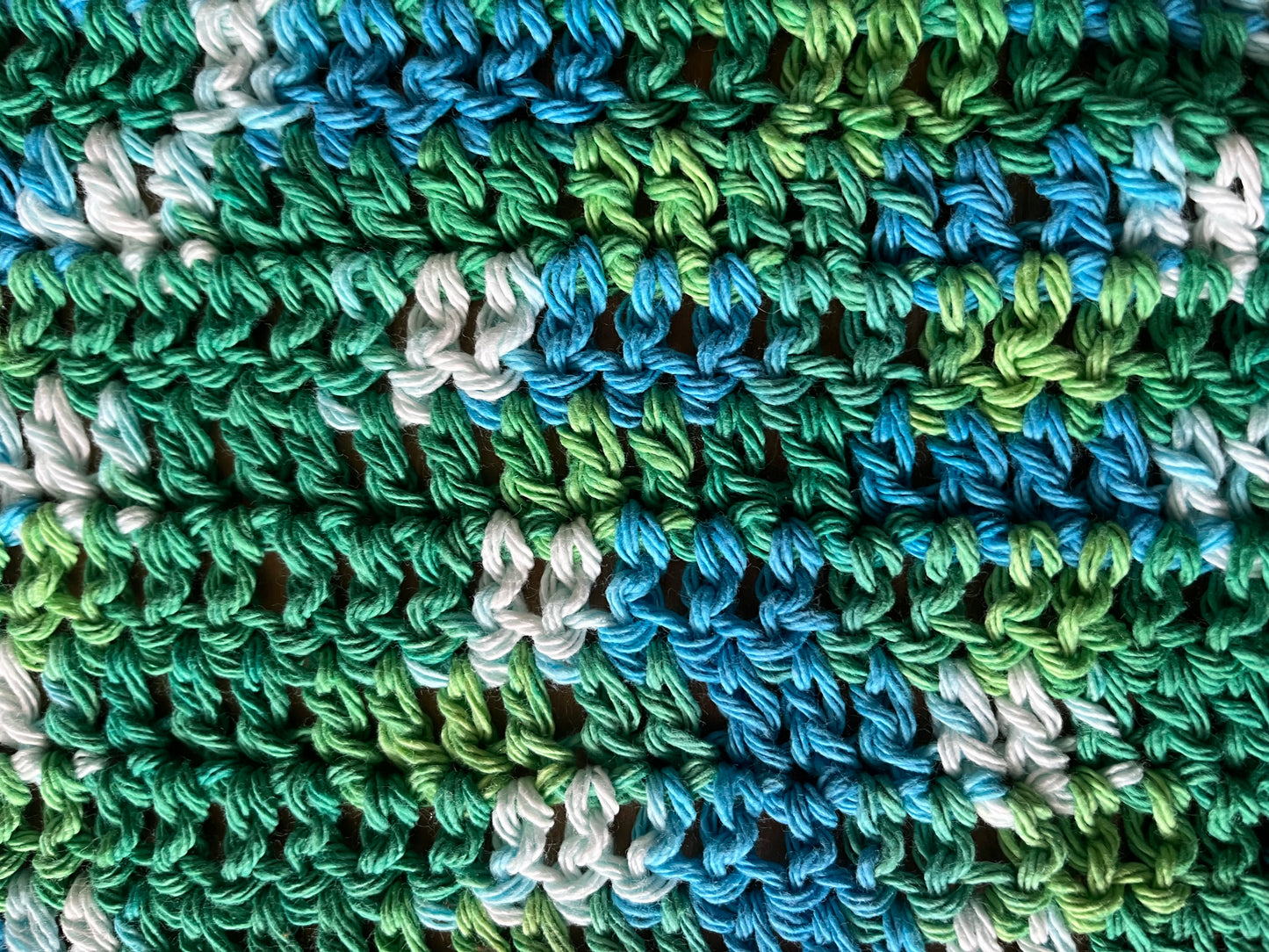 Small Emerald Energy Ombre Crocheted Dish Cloth - Bold Border Quilts and More