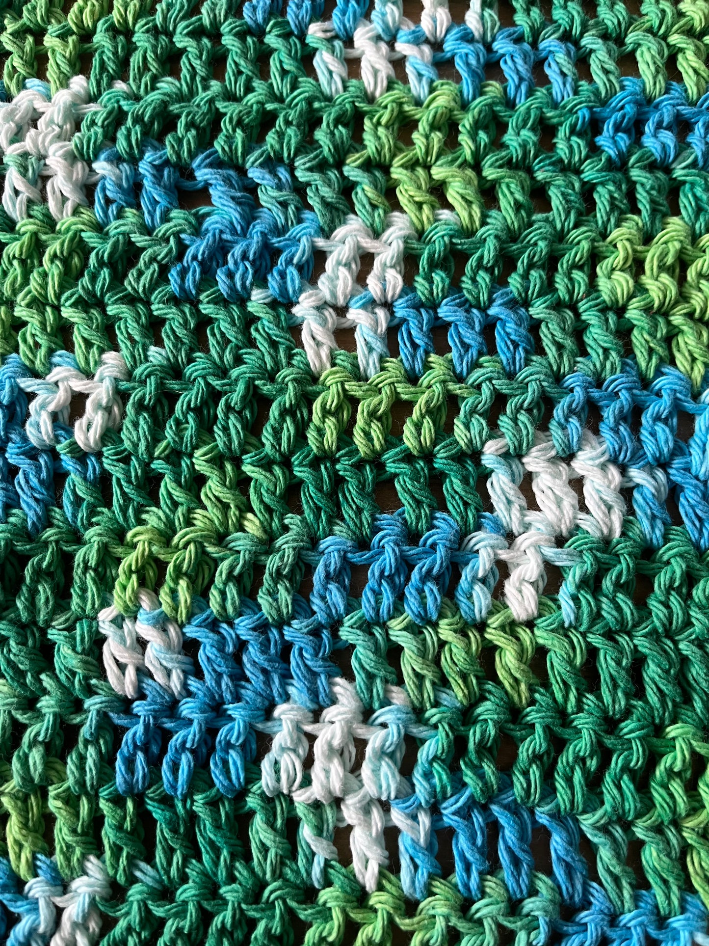 Medium Emerald Energy Ombre Crocheted Dish Cloth - Bold Border Quilts and More