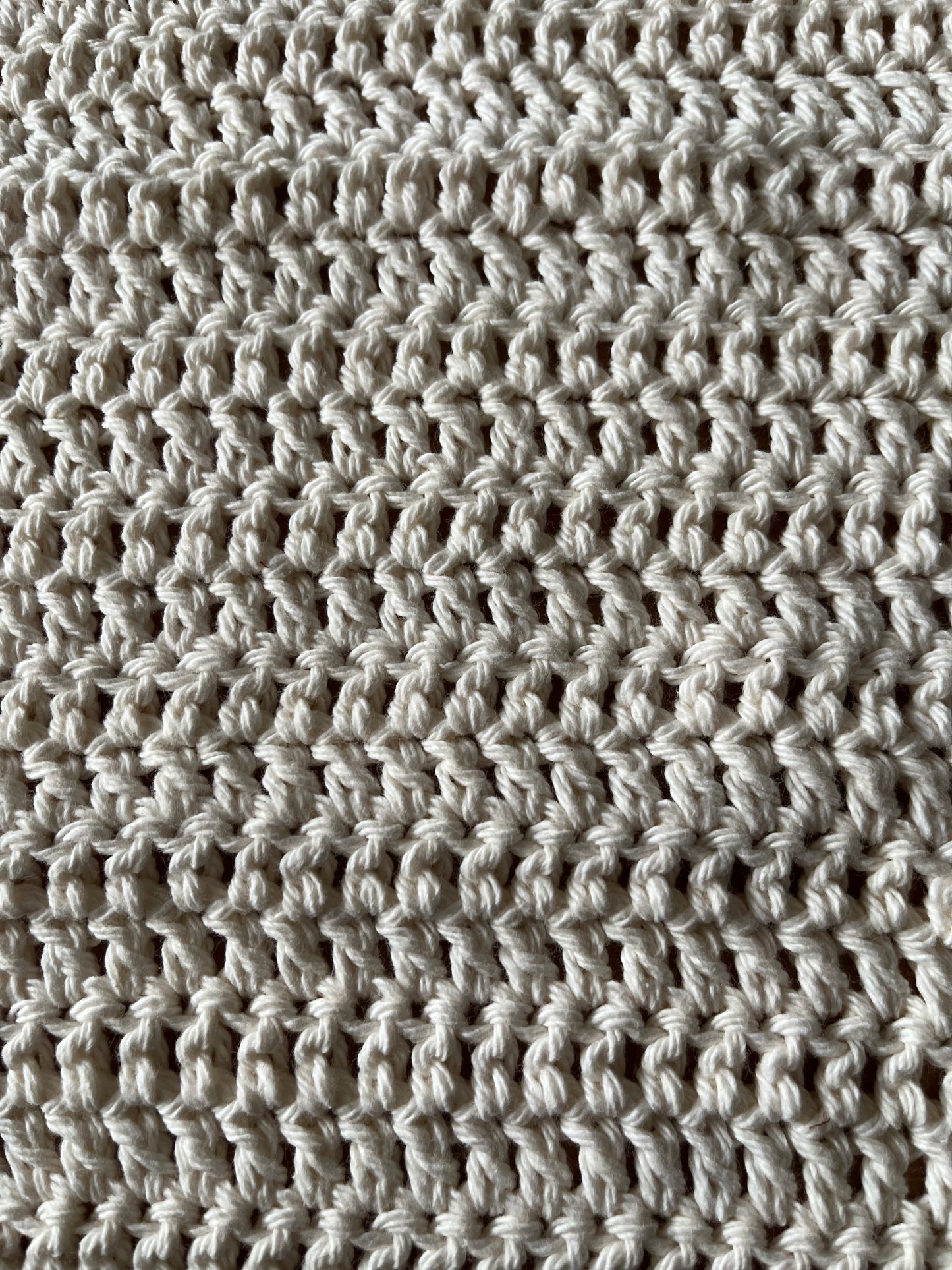 Medium Soft Ecru Crocheted Dish Cloth - Bold Border Quilts and More