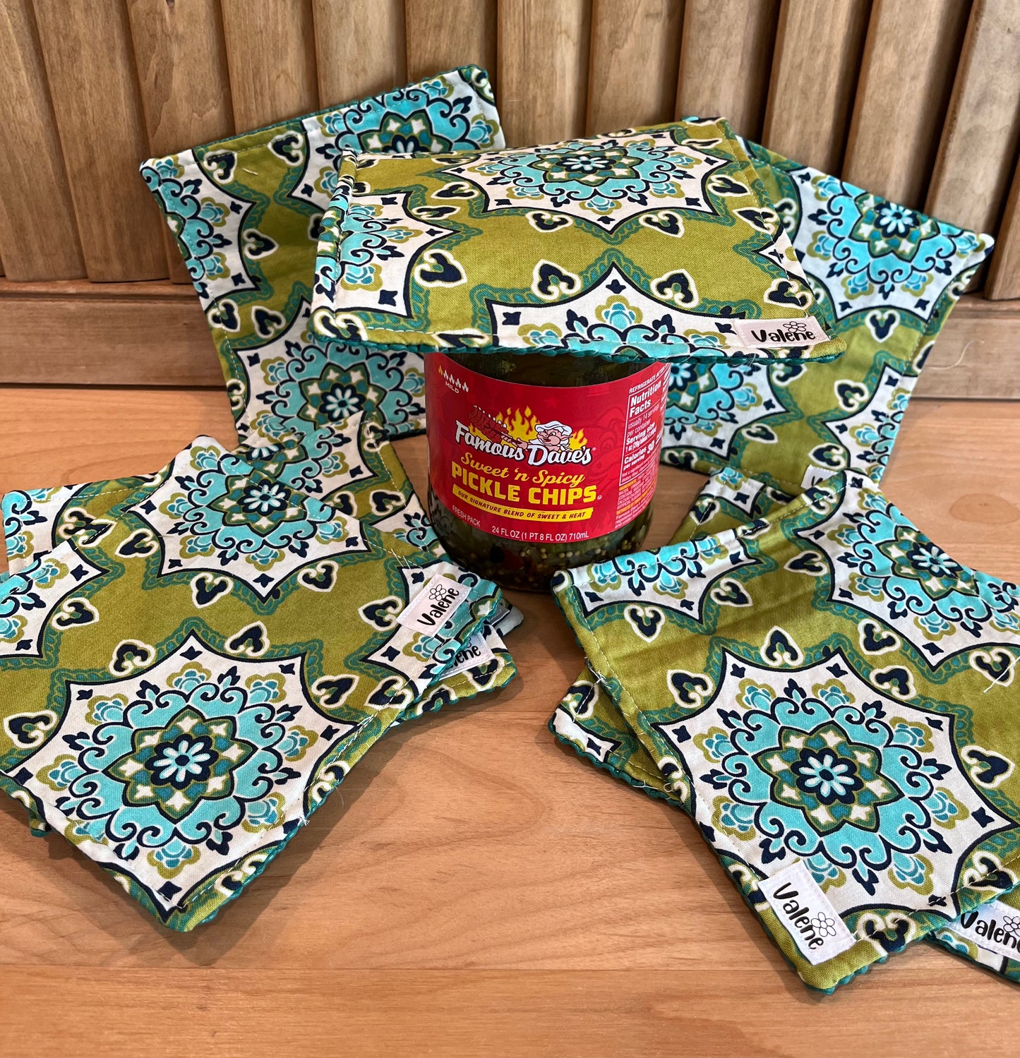 Green & Aqua Flower Jar Opener - Bold Border Quilts and More