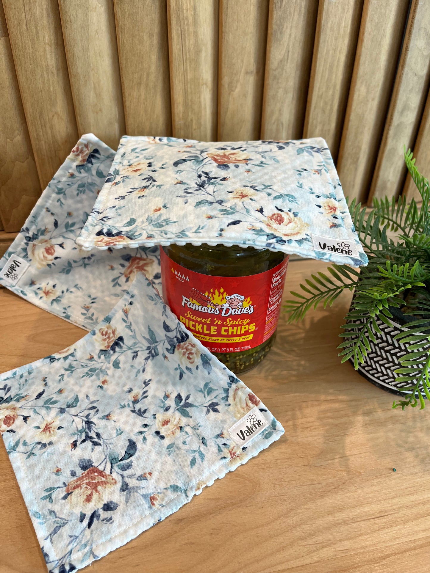 Soft Blue Foral Jar Opener - Bold Border Quilts and More