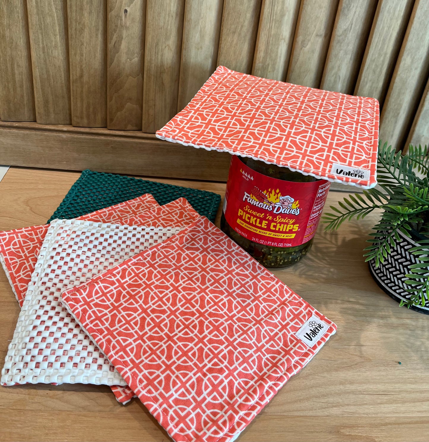 Orange with Green Backing Jar Opener - Bold Border Quilts and More