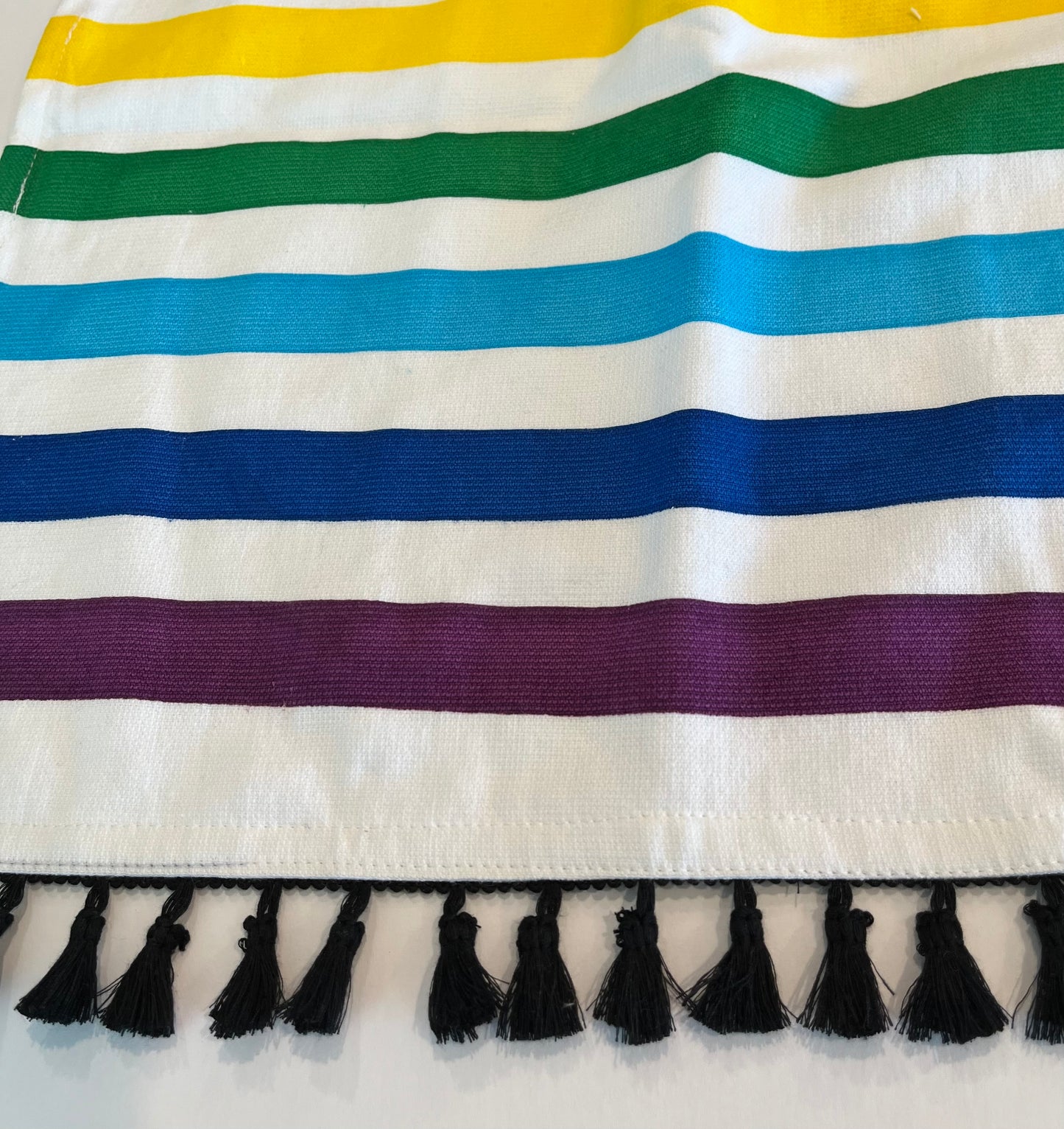 Stripes with Black Tassels Best Ever Towel Bibs - Bold Border Quilts and More
