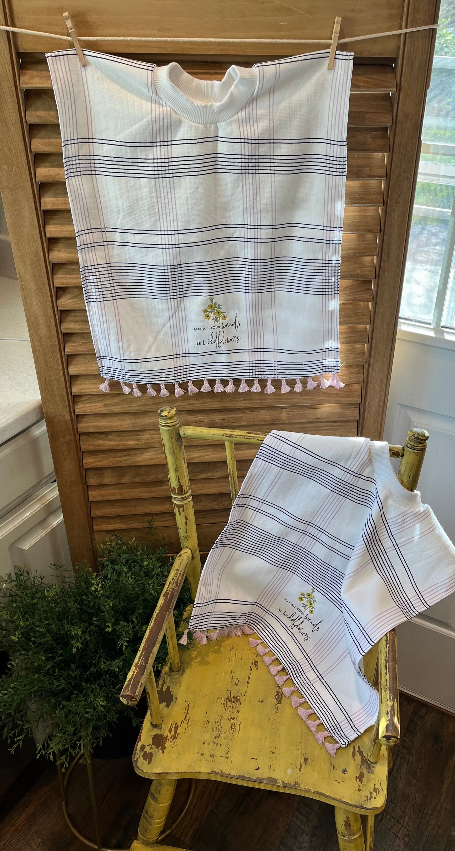 Wild Flowers with Purple Tassels Best Ever Towel Bib - Bold Border Quilts and More