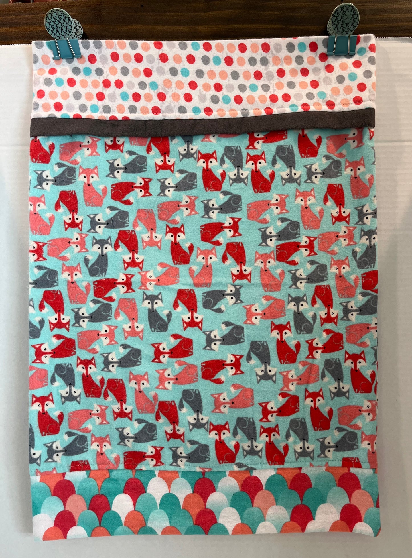 Fox with Dots Custom Handmade Kids Pillowcase - Bold Border Quilts and More