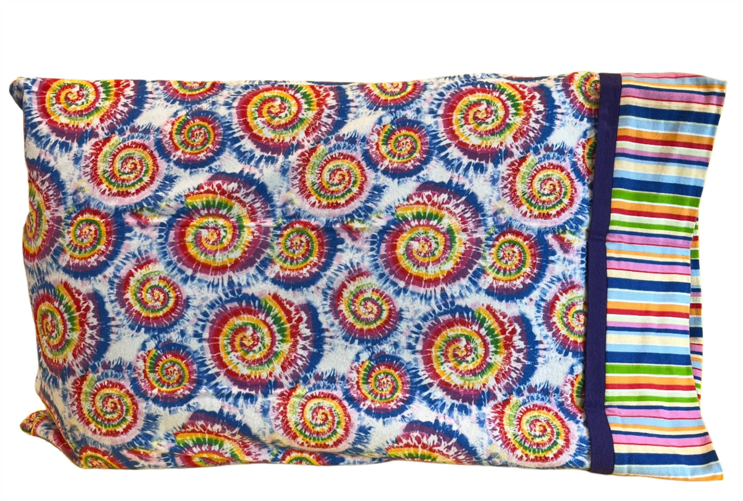 Tie Dye Flannel Standard Size Pillowcase - Bold Border Quilts and More