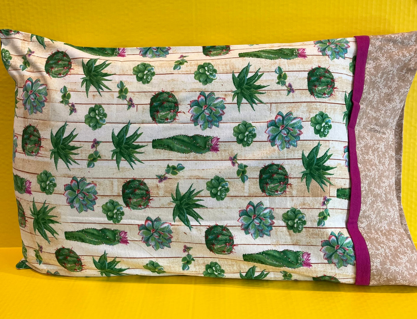 Cactus Flannel Standard Size Pillowcase - Bold Border Quilts and More