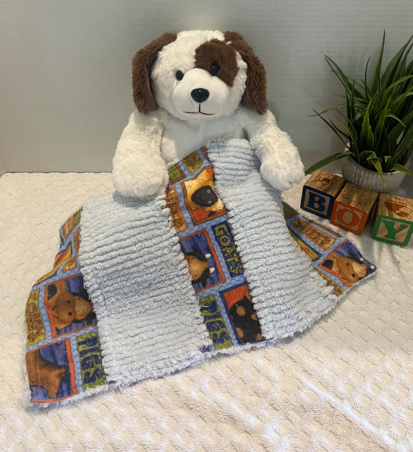 Barnyard Chenille/Flannel Modern Baby Cloth - Bold Border Quilts and More