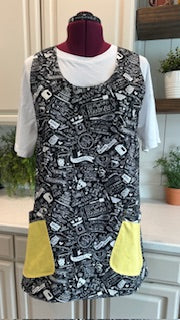 Friendship with Yellow Pockets Japanese Crossback Style Apron - Bold Border Quilts and More