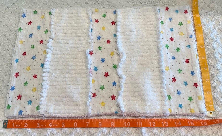 Stars Chenille/Flannel Modern Ragged Baby Burp Cloth - Bold Border Quilts and More