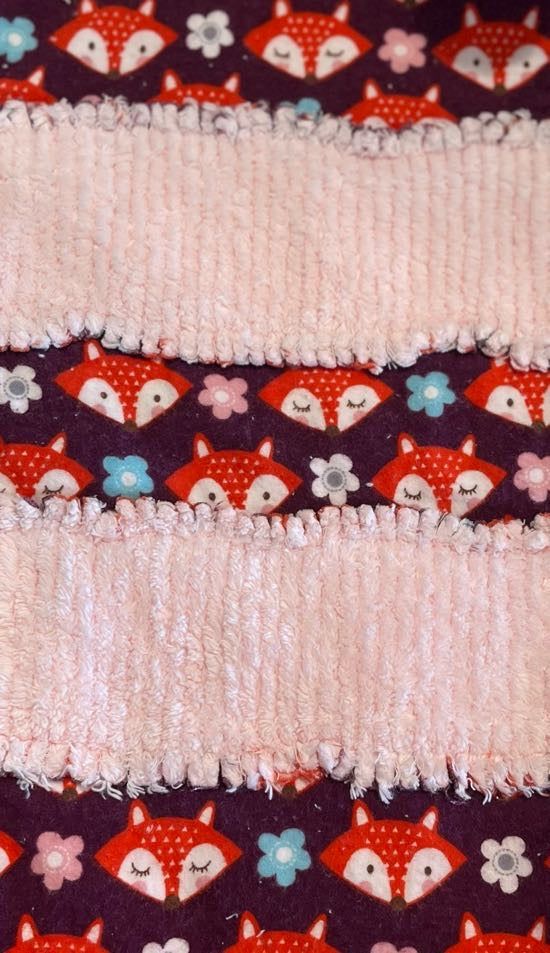 Fox & Flower Chenille/Flannel Modern Ragged Baby Burp Cloth - Bold Border Quilts and More