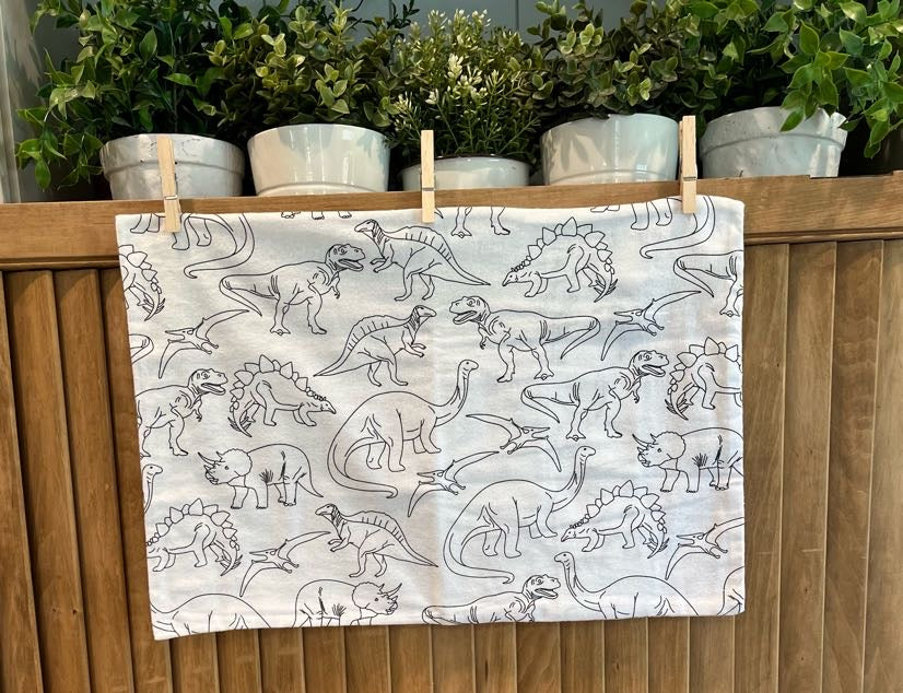 "Dino" Envelope Style Homemade Kids Pillowcase - Bold Border Quilts and More