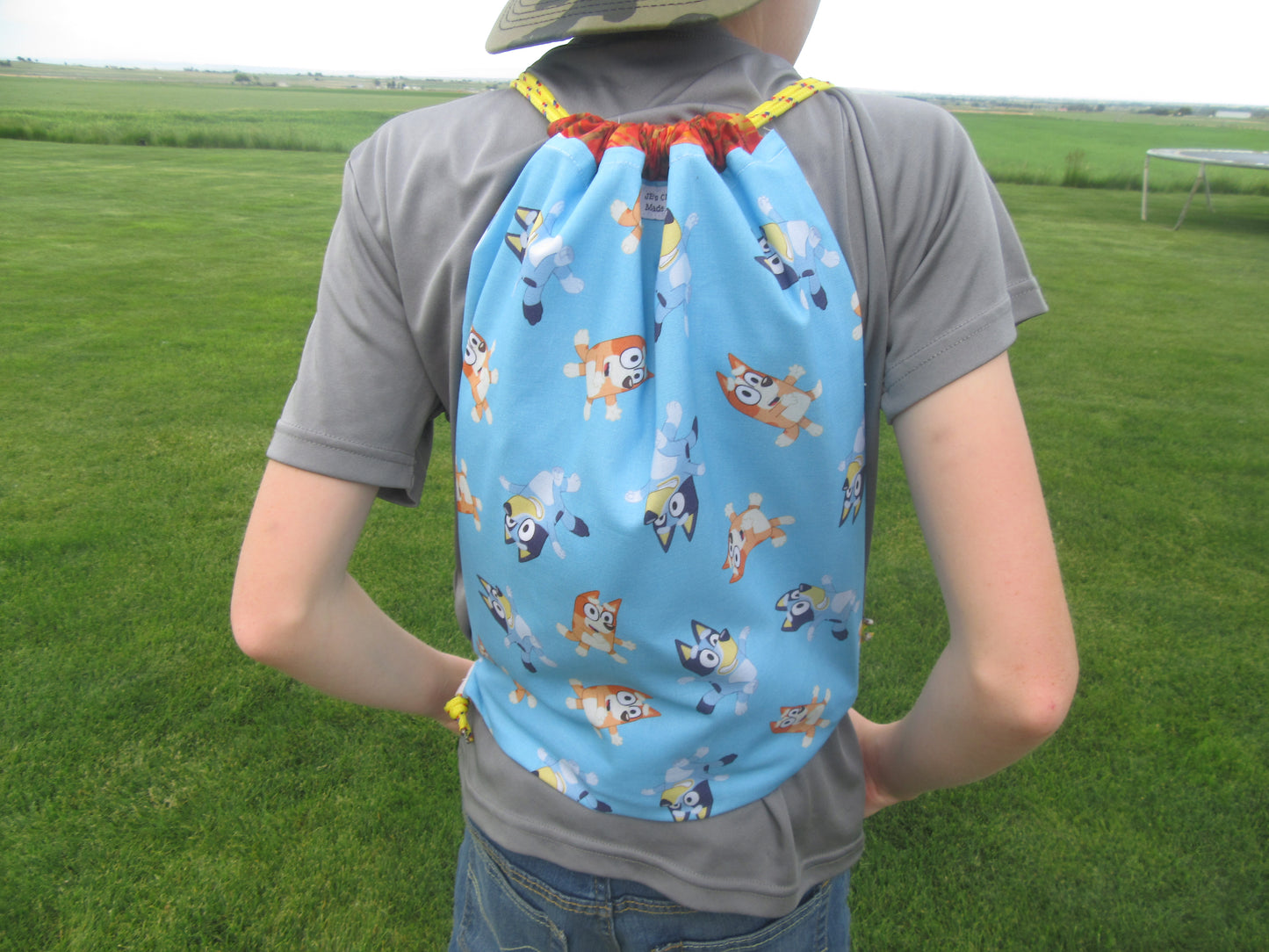Bluey Orange Yellow Draw String Bag - Bold Border Quilts and More