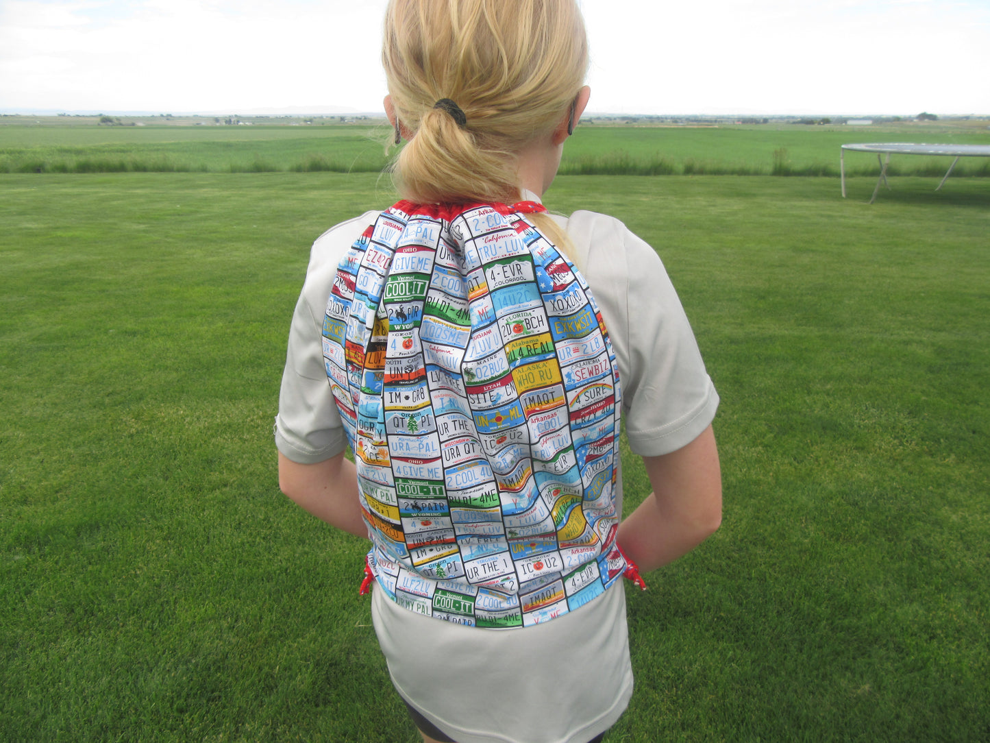 Going Places Red Draw String Bag - Bold Border Quilts and More