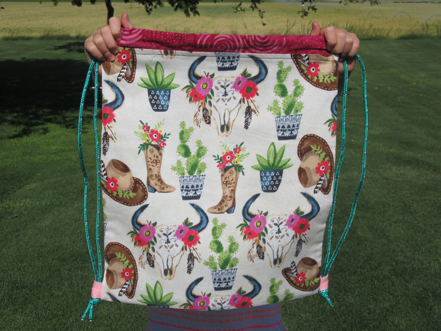 Desert Cowgirl Draw String Bag - Bold Border Quilts and More