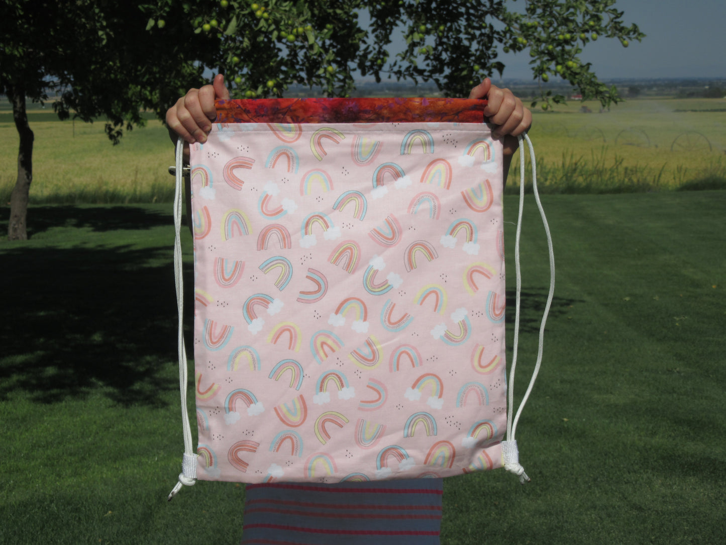 Cotton Candy Rainbow Draw String Bag - Bold Border Quilts and More