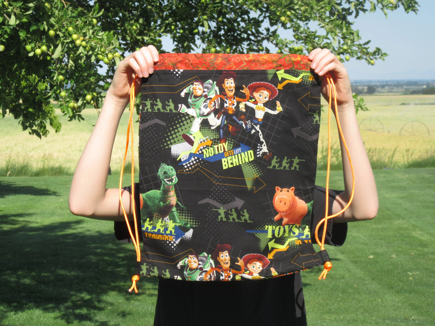 Toy Story Orange String Draw String Bag - Bold Border Quilts and More