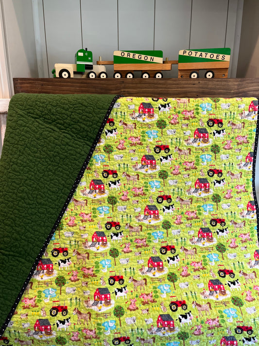 Farm Animals & Tractors Kids Quilt