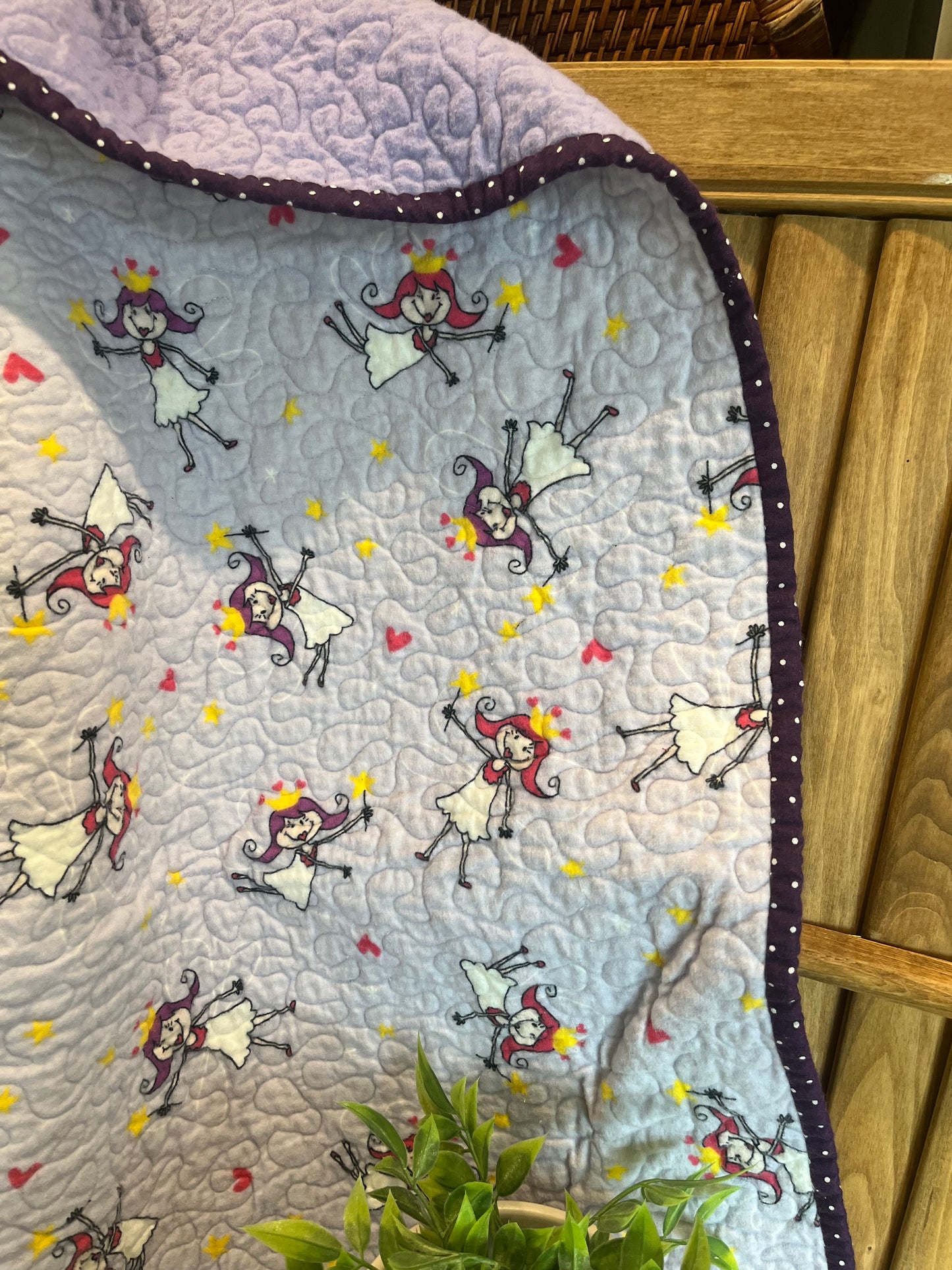 Sweet Fairy Girl Baby Quilt in Lavender