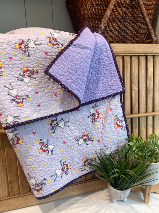 Sweet Fairy Girl Baby Quilt in Lavender