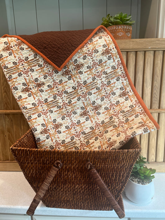 Aztec Brown and Burnt Orange Quilt