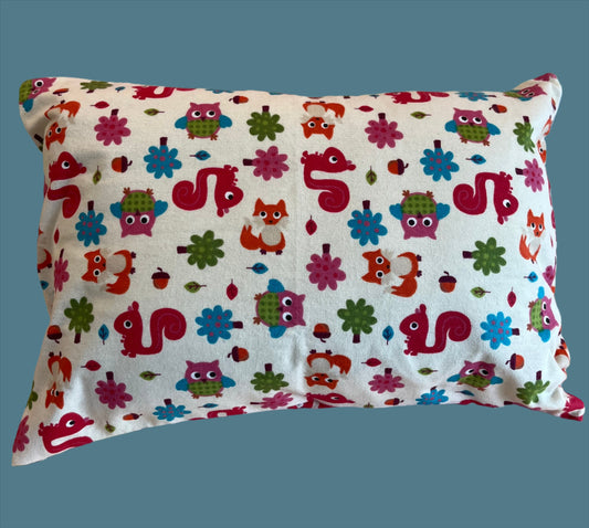 "Colorful Owls & Squirrels" Envelope Style Homemade Kids Pillowcases