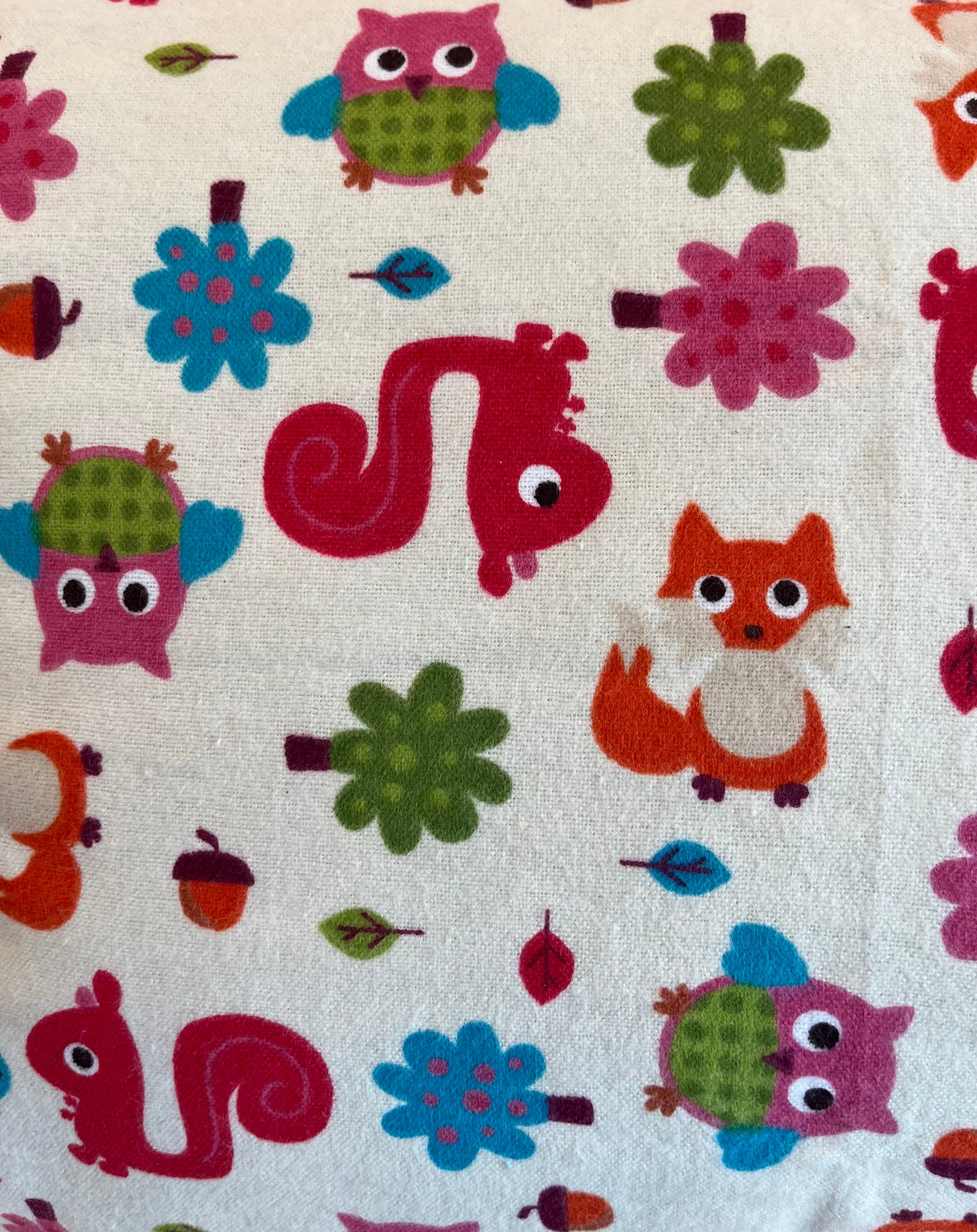 "Colorful Owls & Squirrels" Envelope Style Homemade Kids Pillowcases