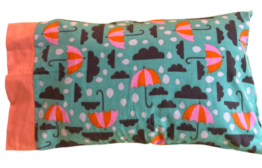 Umbrella and Clouds Custom Handmade Kids Pillowcase