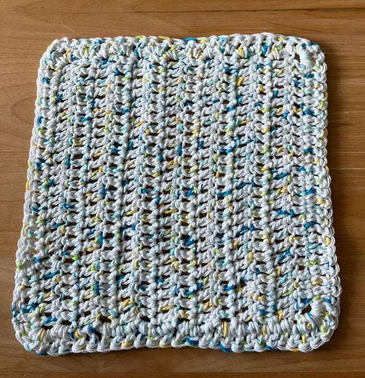 Small Summer Print Crocheted Dish Cloth