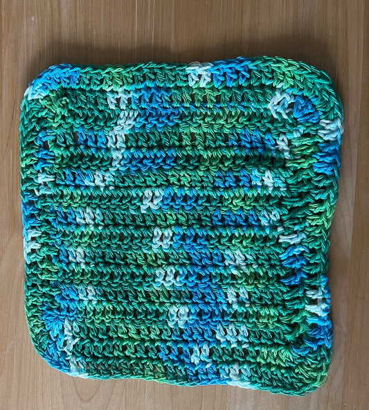 Small Emerald Energy Ombre Crocheted Dish Cloth