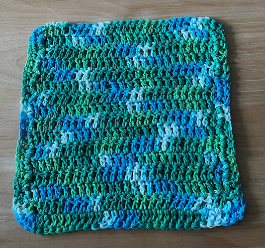 Medium Emerald Energy Ombre Crocheted Dish Cloth