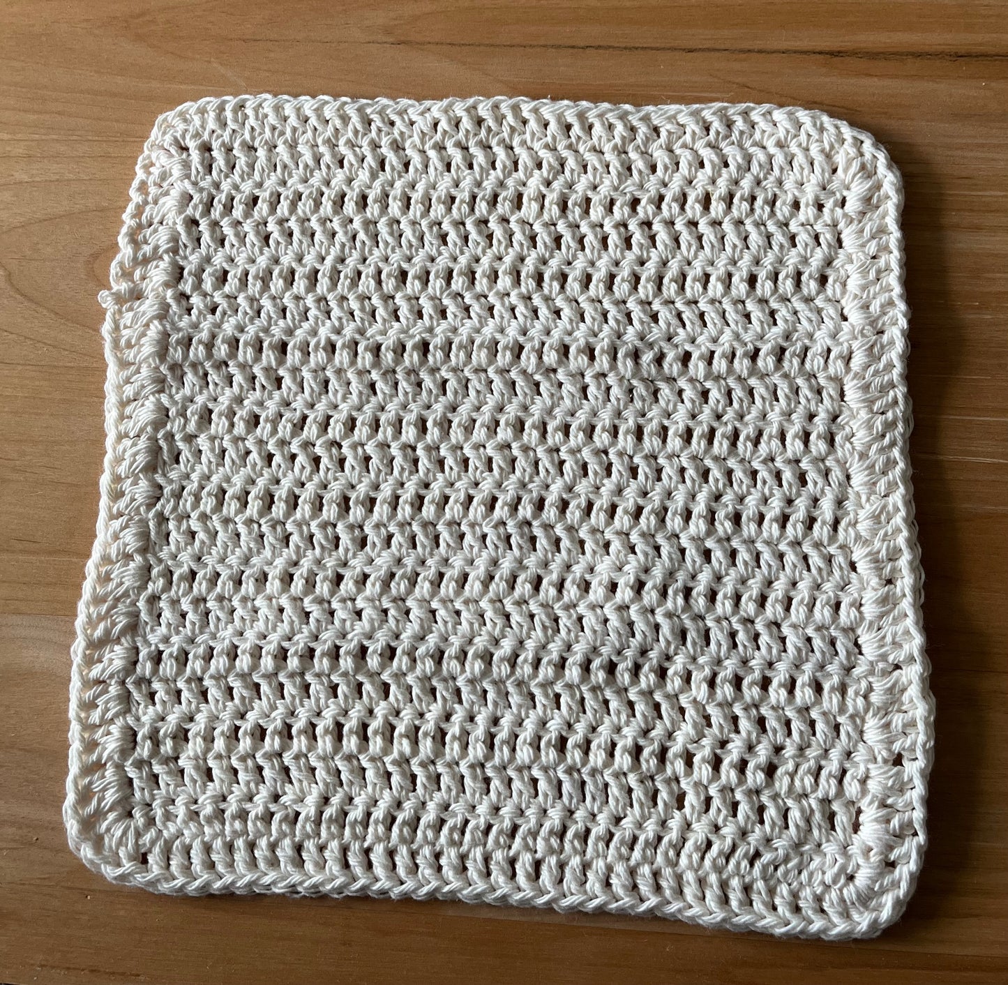 Medium Soft Ecru Crocheted Dish Cloth