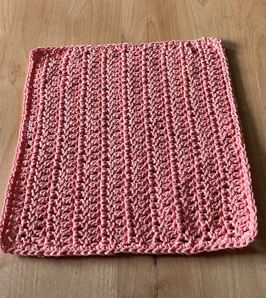 Ultimate Coral Rose Crocheted Dish Cloth