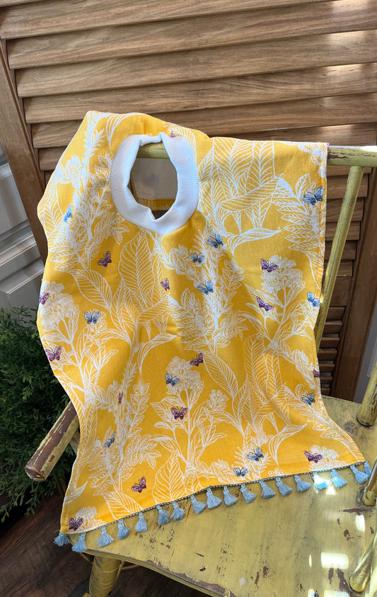 Yellow Butterfly with Blue Tassels Best Ever Towel Bibs