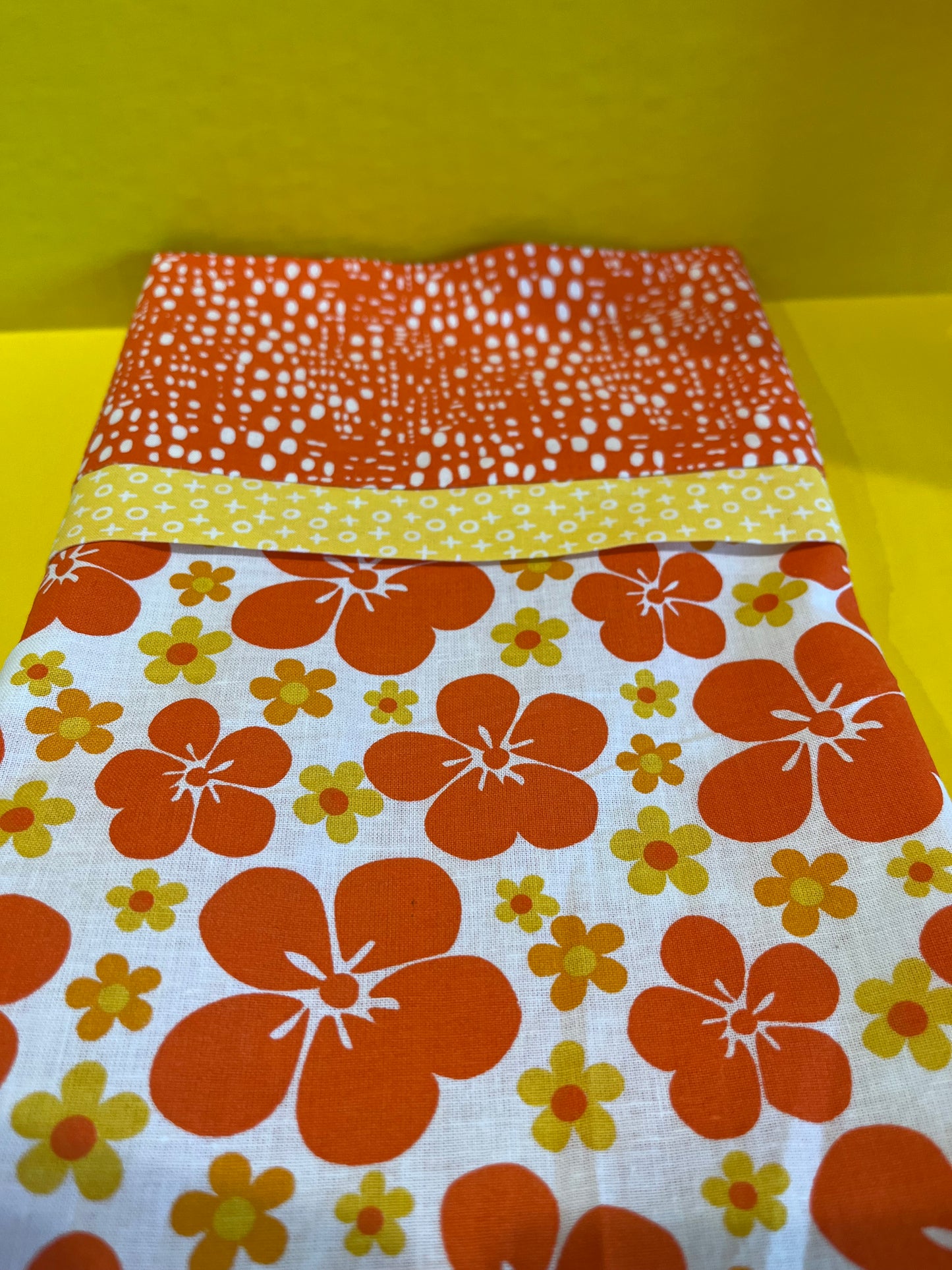 70's Orange & Yellow Standard Size Cotton Pillowcase